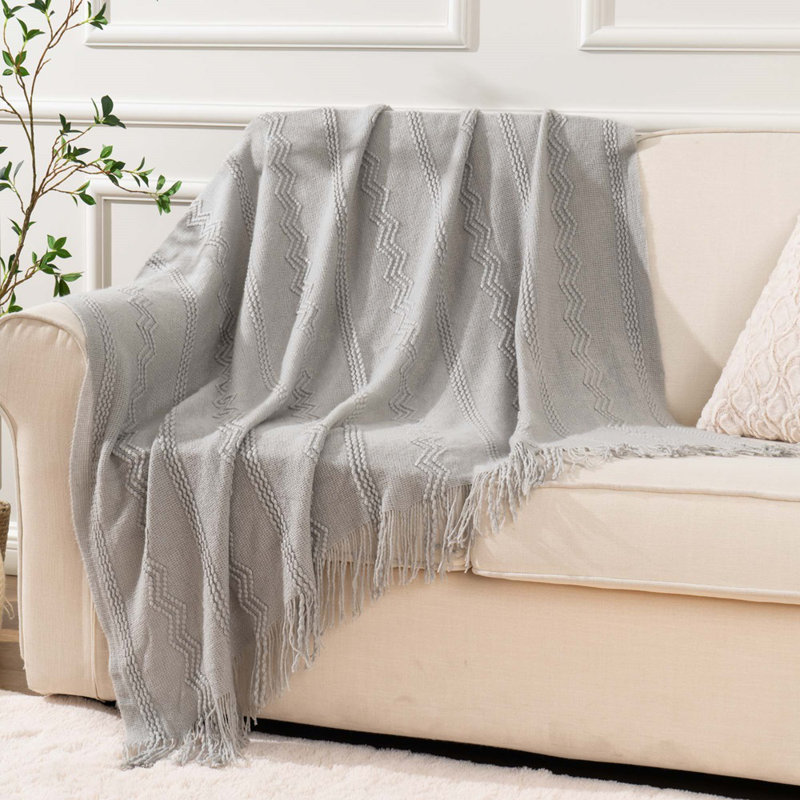 Jeté pour canapé, jeté uni pour la décoration intérieure, jeté en tricot pour lit, 50 po x 60 po, Gris clair