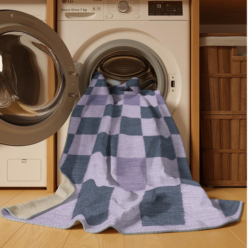 Machine Washable Checkered Gray Area Rug, Square 4'