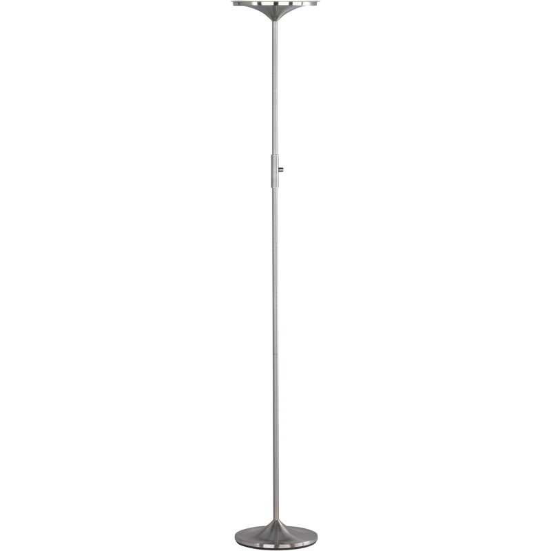 Lampe de plancher torchère sur pied à del 71" Alma, Nickel satiné