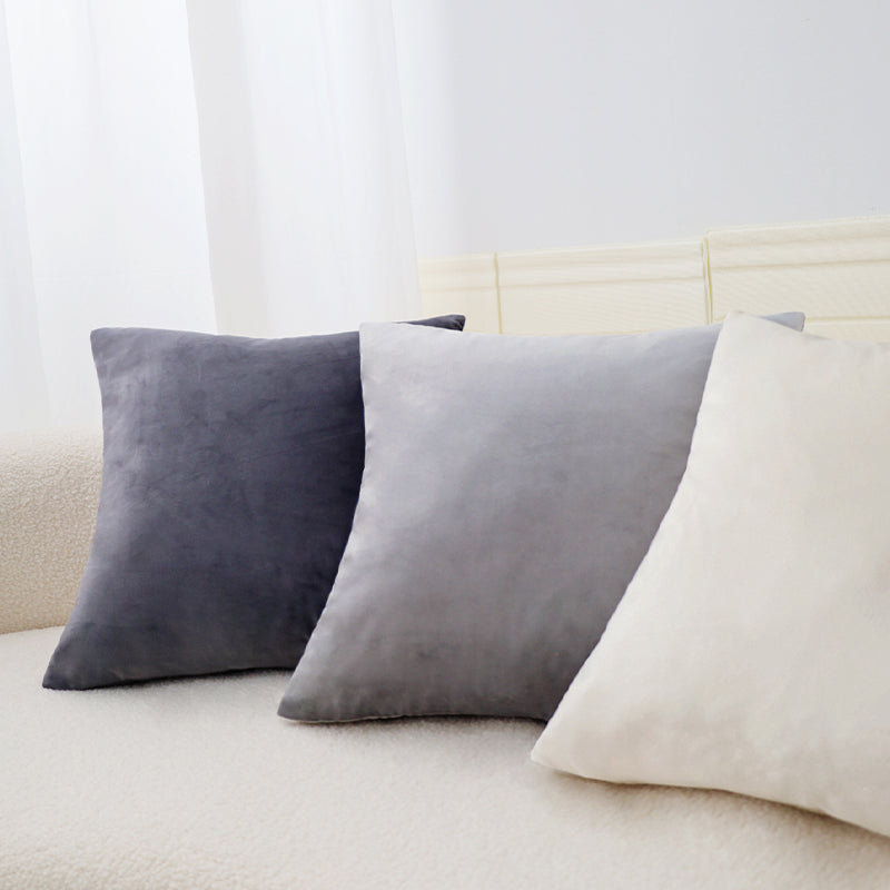(With Inserts) Double sided 18" by 18" throw pillow set of 3, Dark Gray/Gray/Beige, 18"H x 18"W