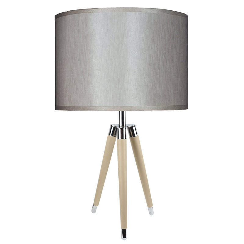 Lampe de table à trépied 27 po Linco, Soie champagne, Brun clair