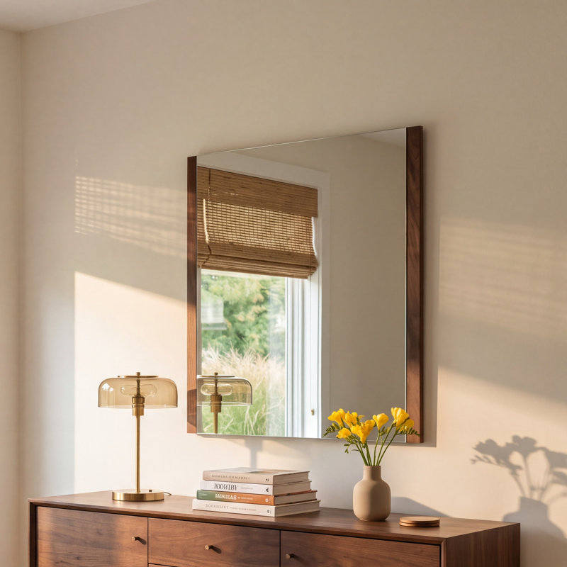 Amalie Rectangle Wall Mirror, Walnut