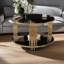 Table basse moderne à miroir noir, métal asymétrique