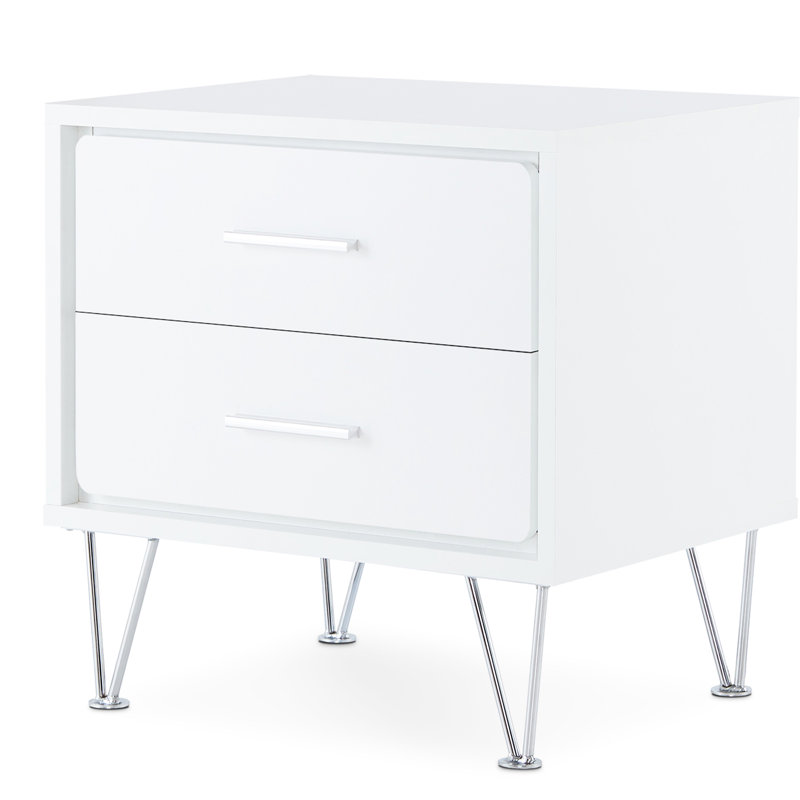 Sleek White 2 Side Table With Hairpin Legs Chic Nightstand For Bedroom, White