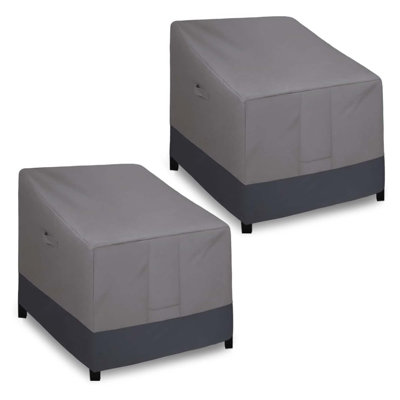 2 Pack Gray/Dark Gray Heavy Duty Waterproof Windproof Patio Chair Cover with Air Vent 33.5Wx31.5Dx36H Inch