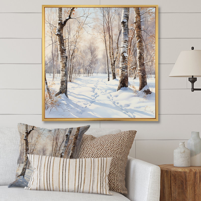 «Trees Charm In Winter I - Trees», art mural, Cadre flottant doré, 30" H x 30" W