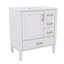 Ensemble de meuble-lavabo sur pied classique 30 po avec trois tiroirs, portes à fermeture douce et longues poignées en métal doré-619605011