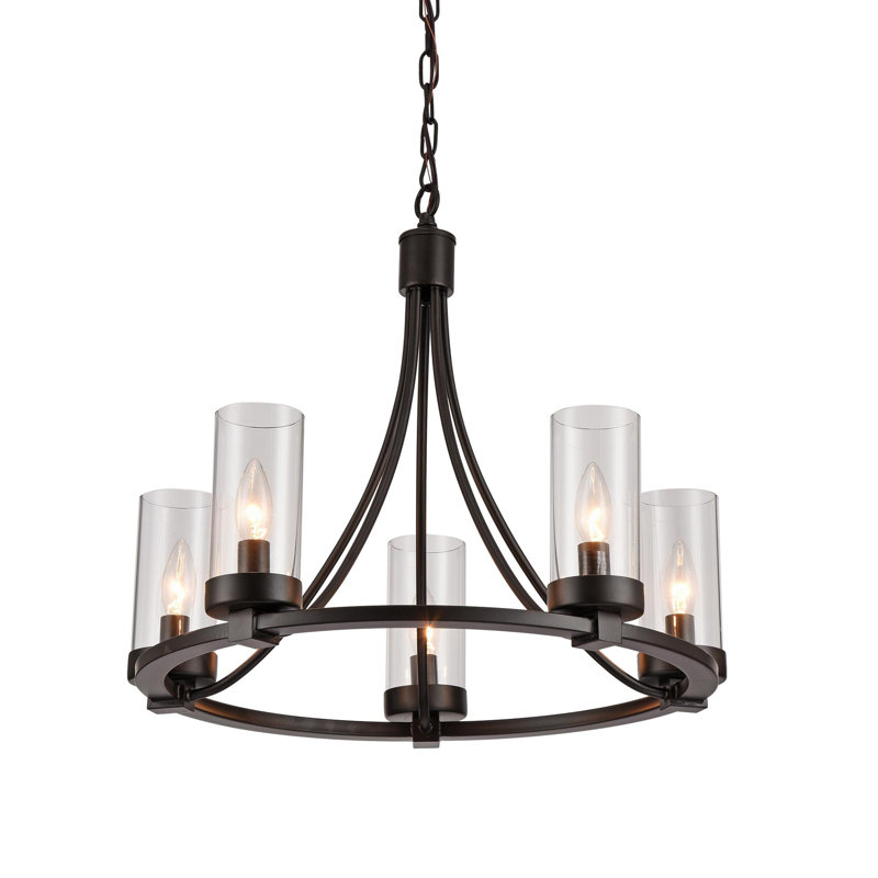 Lustree roue de wagone 5 lumières façon bougie Totnes