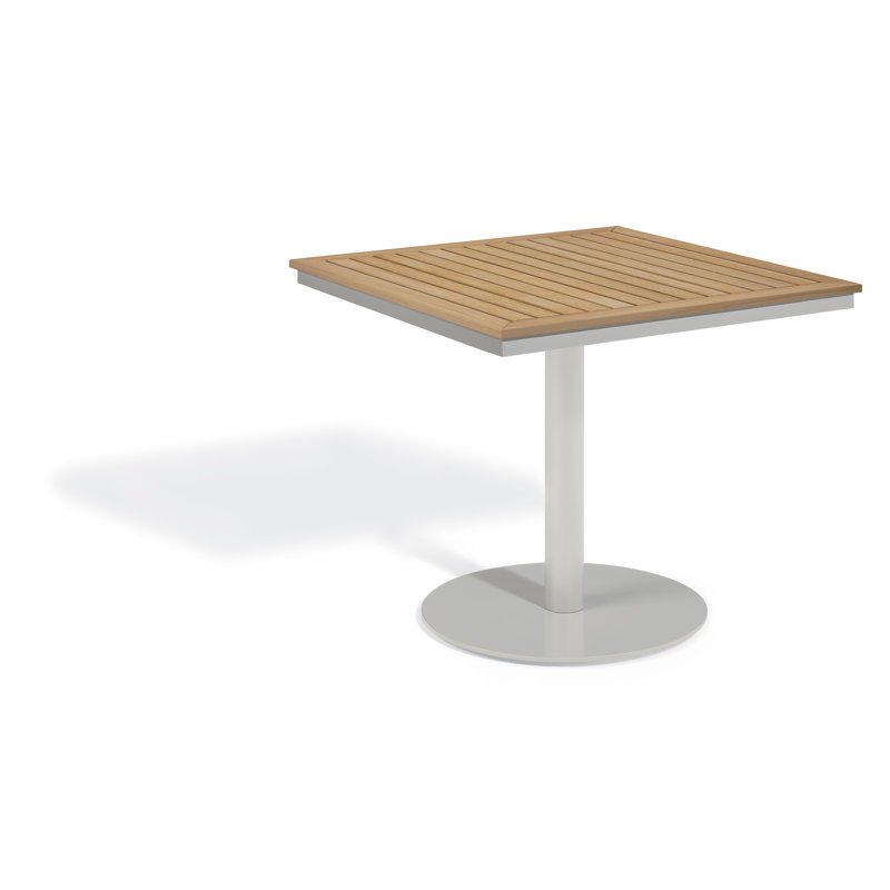 Travira Outdoor Square Bistro Table, Natural Tekwood, 26" W x 26" L x 29.5" H, Flint