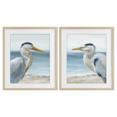 «Tranquil Gaze Herons», ensemble de 2 impressions encadrées sous verre, design par Nan