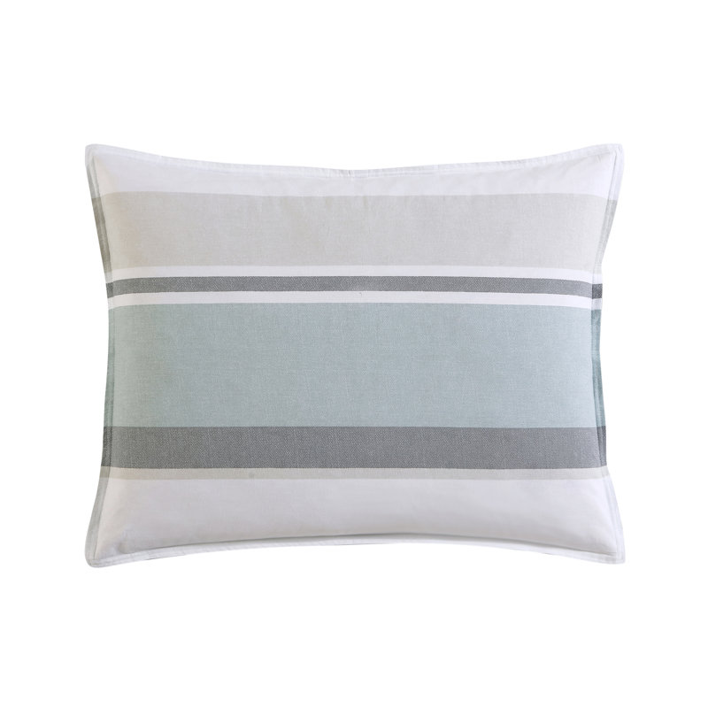 Full Blue Cotton Reversible Comforter Set with Decorative Pillows