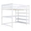 Lit mezzanine double avec tablettes de rangement et bureau sous le lit-114239052