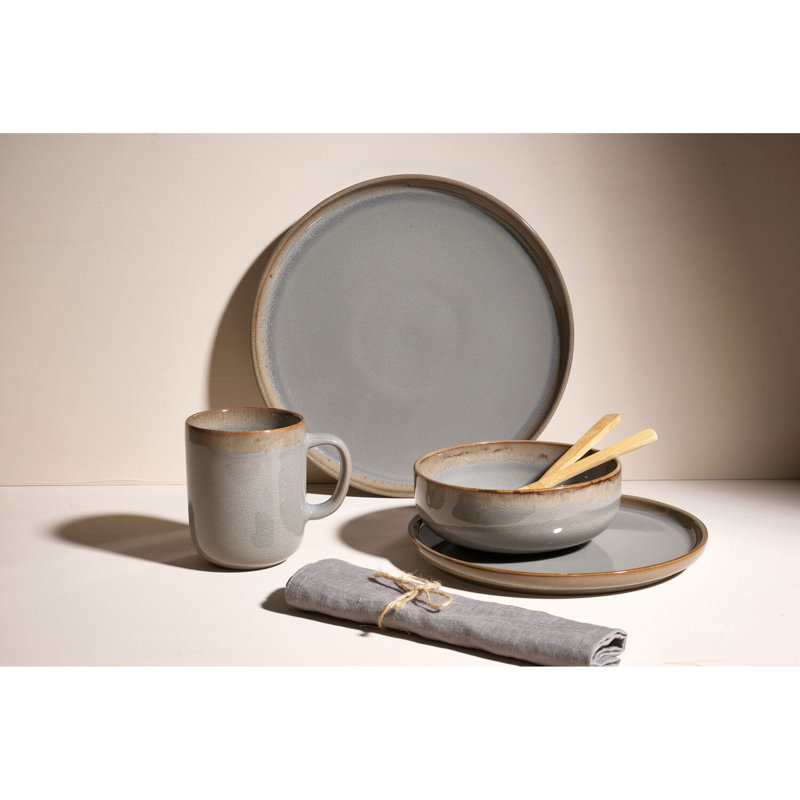 Stoneware Coffee Mug, Grey/Brown/Blue
