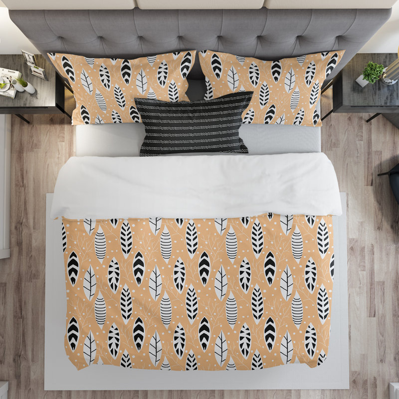 Ensemble de housse de couette Myla, Housse de couette double + 2 taies décoratives +, Moutarde