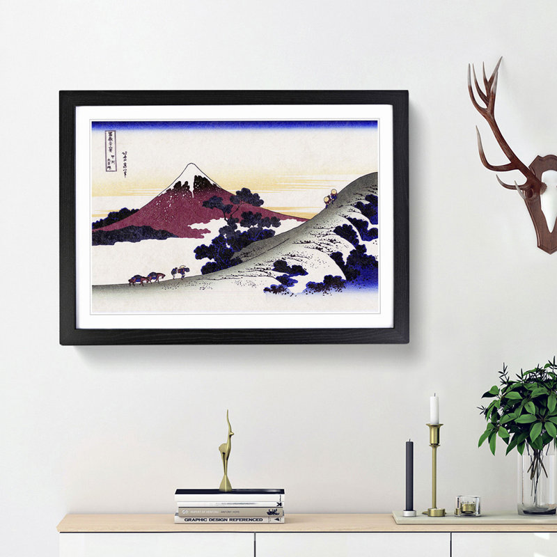 Inume Pass in the Kai Province by Katsushika Hokusai - Framed Print, 36cm H x 48cm W x 2cm D, Black Framed