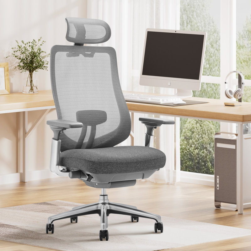 Ergonomic Office Chair with 4D Armrests & Headrest - High Back Mesh Task Chair with Lumbar Support - Adjustable for Home Office & Long Hours Use