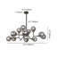 Luminaire suspendu moderne 12 lumières avec lustre en verre gris fumé, éclairage multidirectionnel, cadre en fer et en verre, suspension à tige pour la cuisine de salle à manger, base E26, câblé