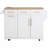 59.3" White Kitchen Island with Storage 2 Pull Out Cabinet Organizers & Rubber Wood Drop Leaf, Rolling Kitchen Cart with Trash Can Storage, Power Outlet, Spice & Towel Rack for Kitchen, Dining Room-1641983607