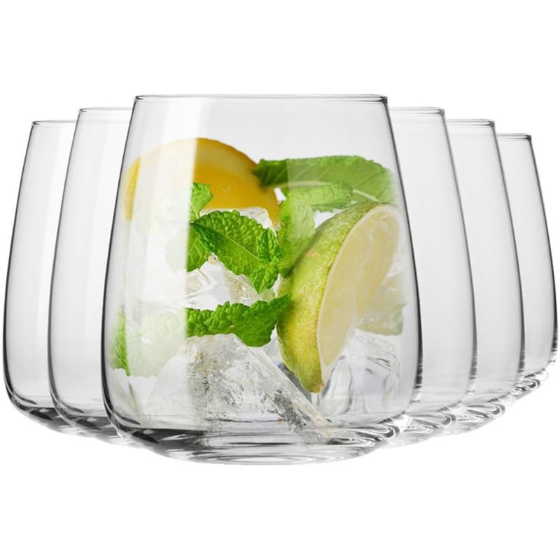 Ensemble de 6 verres à boire géométriques transparents 14,2 oz Modern