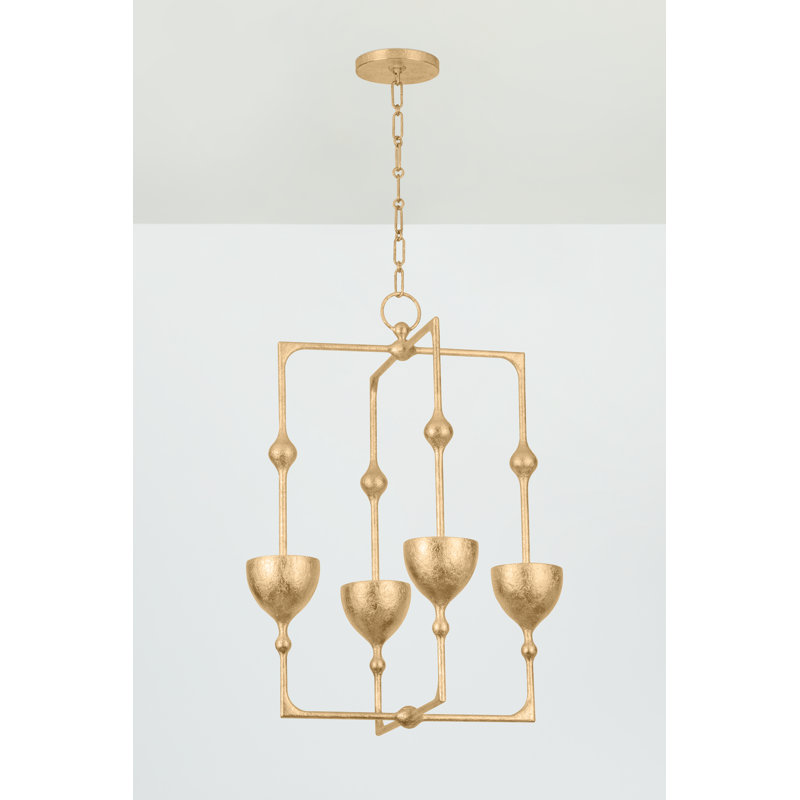 Antalya 4 Light Lantern, Vintage Gold Leaf, 30.25" H x 22" W x 22" D