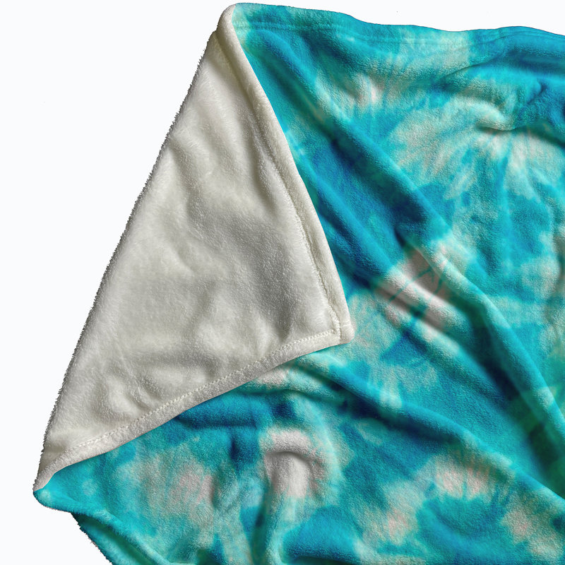 Jeté géométrique Surf, sable et mer, L 60 po x l 50 po x P 0,5 po, Turquoise