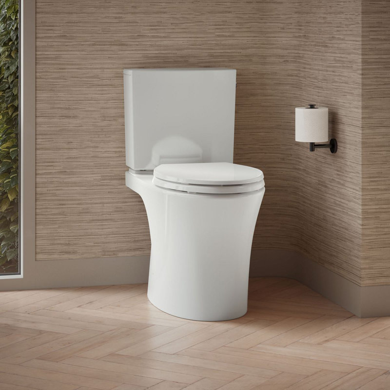 Veil Two-Piece Elongated Toilet With Skirted Trapway 1.28 GPF, White, Right