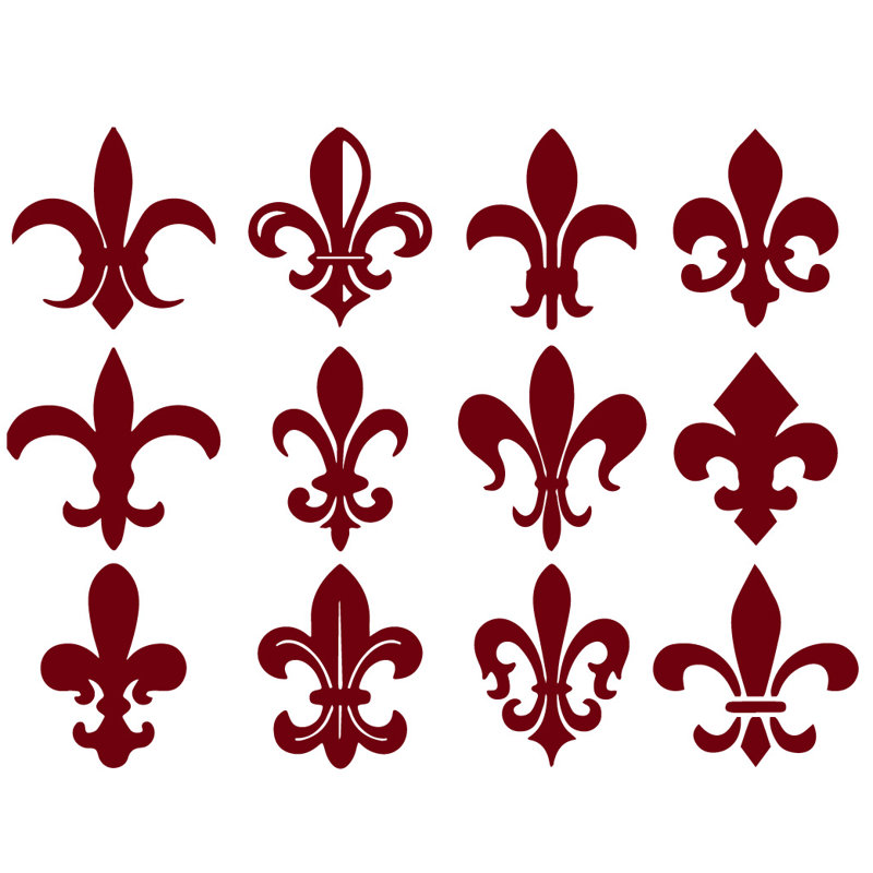 Décalcomanie murale motif fleur du lis, H 24 po x l 32 po x P 0,01 po, Bourgogne