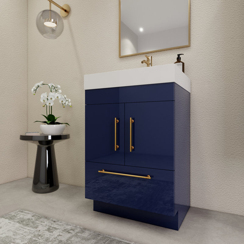 Ensemble de meuble-lavabo simple 24 po 24 po, Bleu nuit