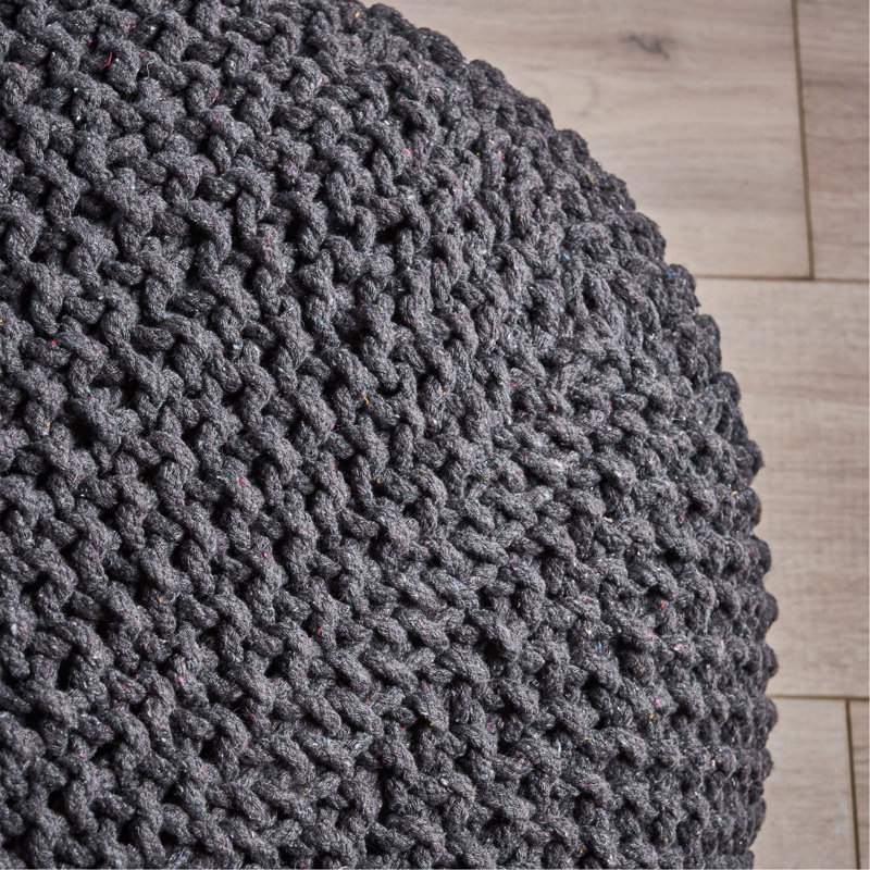 Pouf en coton Hollis, Coton gris foncé