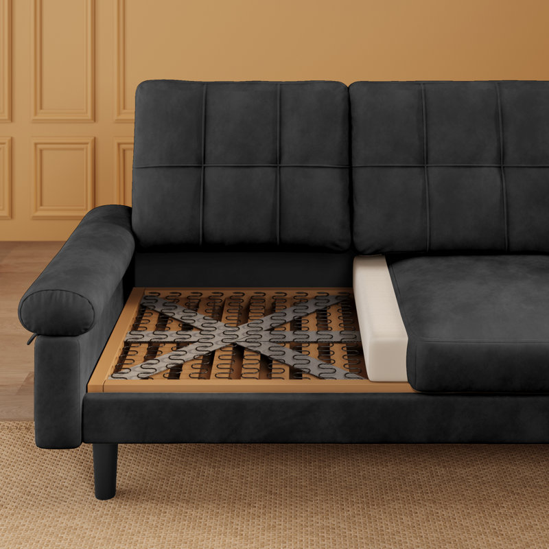 Canapé modulaire réversible en L modulaire en velours avec accoudoirs amovibles, idéal pour les appartements, les dortoirs, les bureaux à domicile et les salons