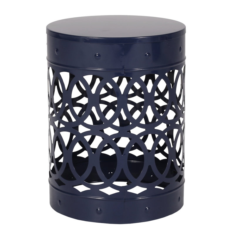 Modern Outdoor Side Table, Large, Robust Frame Detail Large Size, Finish, No Assembly Needed, Navy Blue