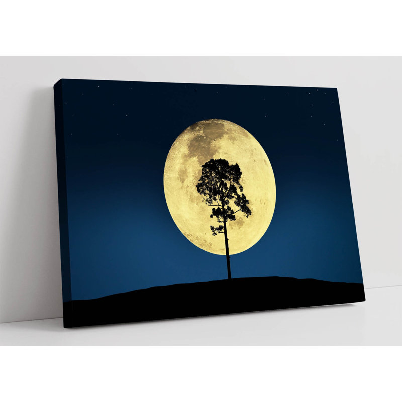 A Tree and the moon Canvas Wall Art Picture Print, 76.2cm H x 114.3cm W
