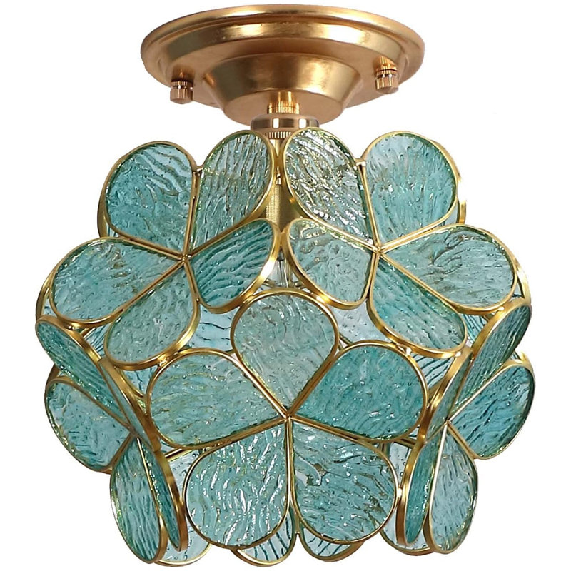 Plafonnier près du vitrail style pétales de fleurs pour décoration intérieure Tiffany (fleur de cerisier de 8 po), Vert