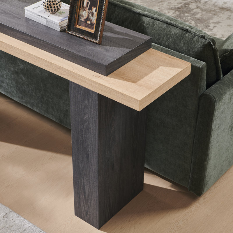 63-Inch Long Entryway Table，Wooden Console Table，Modern Sofa Table Behind Couch For Living Room, Dark Alder