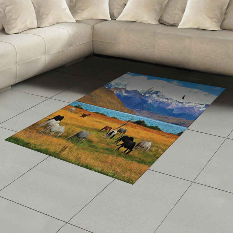 Tapis décoratif long en fibres de polyester haute densité Scenery, Rectangle— 4 pi x 5 pi 8 po