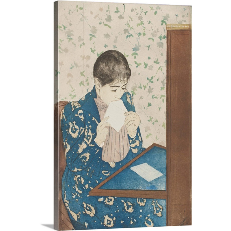 La lettre, 1890-91 par Mary Stevenson Cassatt-impression sur toile, Toile tendue, H 18 po x l 12 po x P 1,25 po