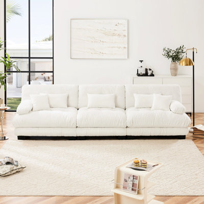 Canapé modulaire en chenille 3, siège profond, confortable pour tous les espaces de vie, bureaux, appartements, blanc, confortable