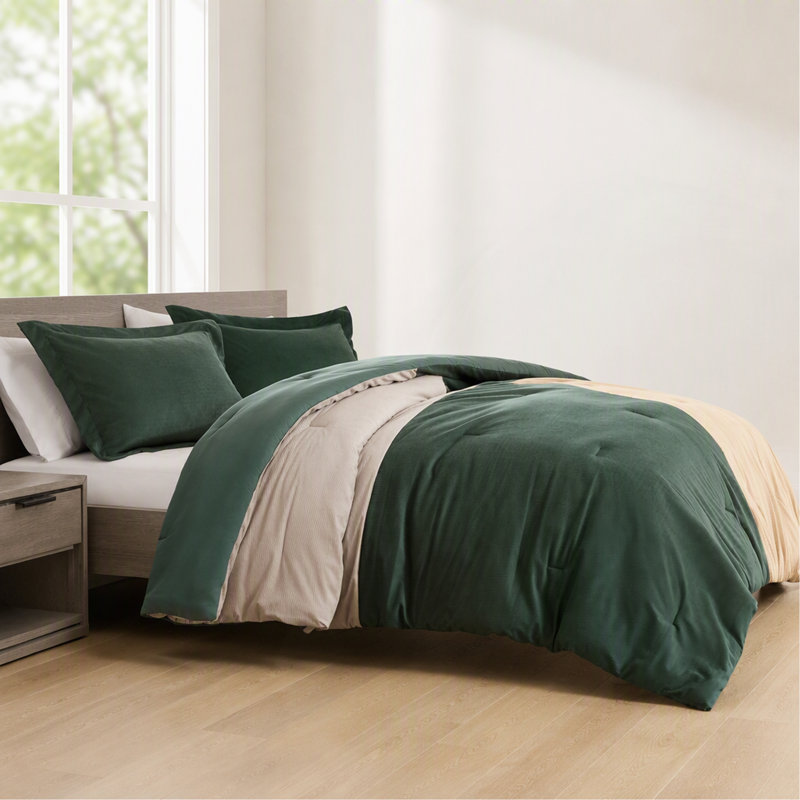 3 Pieces Full/Queen Comforter Set,Green