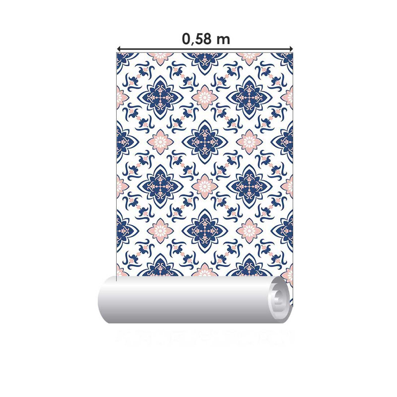 Rouleau de papier peint pelez et collez, Bleu / blanc, L 126 po x l 24 po