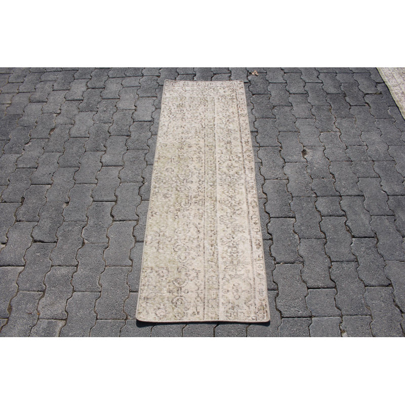 Vintage Turkish Oushak Small Rug in Muted Green - Antique Wool Bathroom Floor Decor