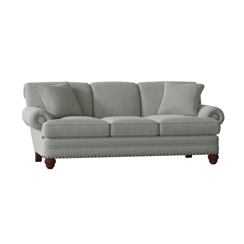 Spratt Sofa, Light Brass, Manhattan, Peyton Navy Performance Twill