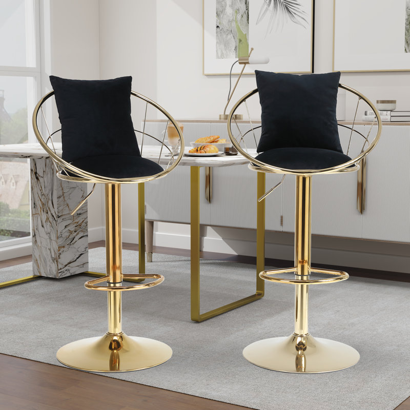Nekesha Swivel Upholstered Adjustable Height Counter Stool, Black