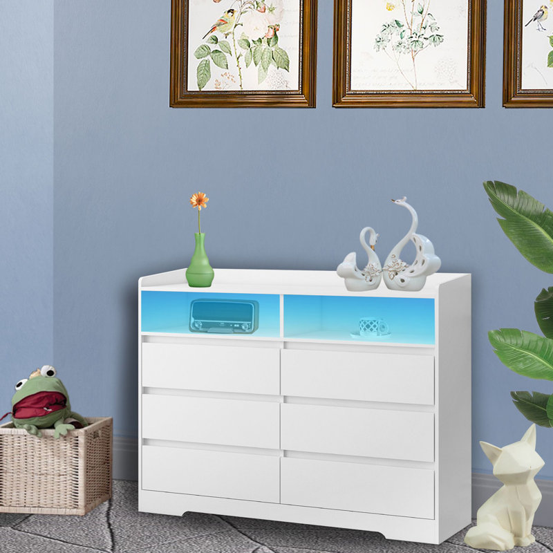 Gaio 51.2'' W 6 - Drawer Dresser, White