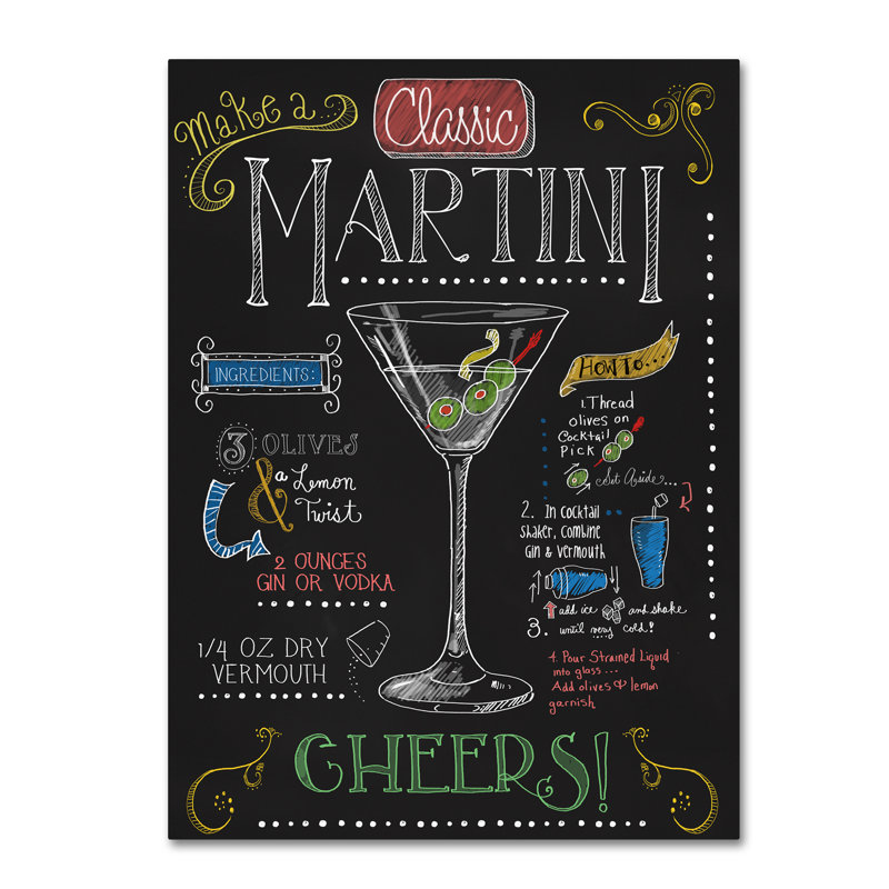 « martini », affiche rétro sur toile tendue, H 19 po x l 14 po