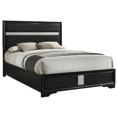 Vino Bed, Panel Headboard, Upholstery, Glitter Stripes