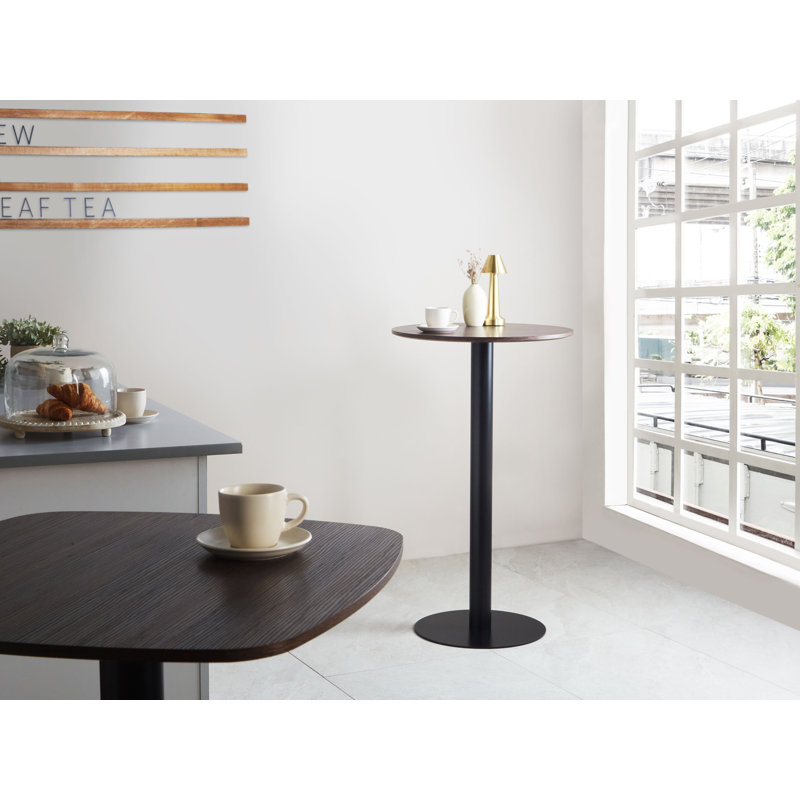 Banerjee Pedestal End Table, Black,  Dark Brown