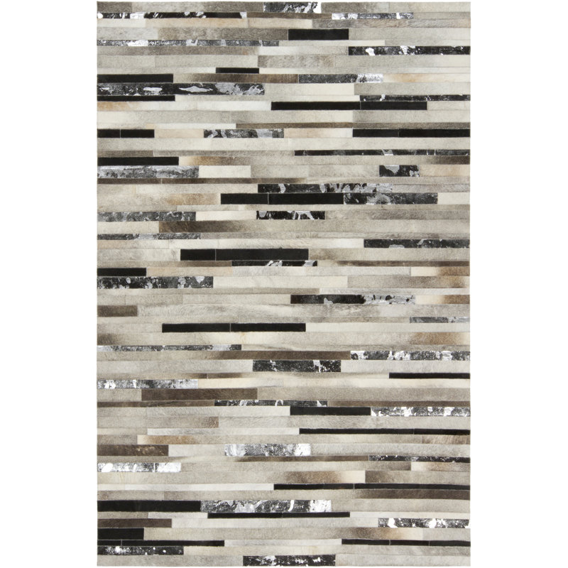 Trail Geometric Area Rug in Brown/Silver/Ivory, Rectangle 8' x 10'