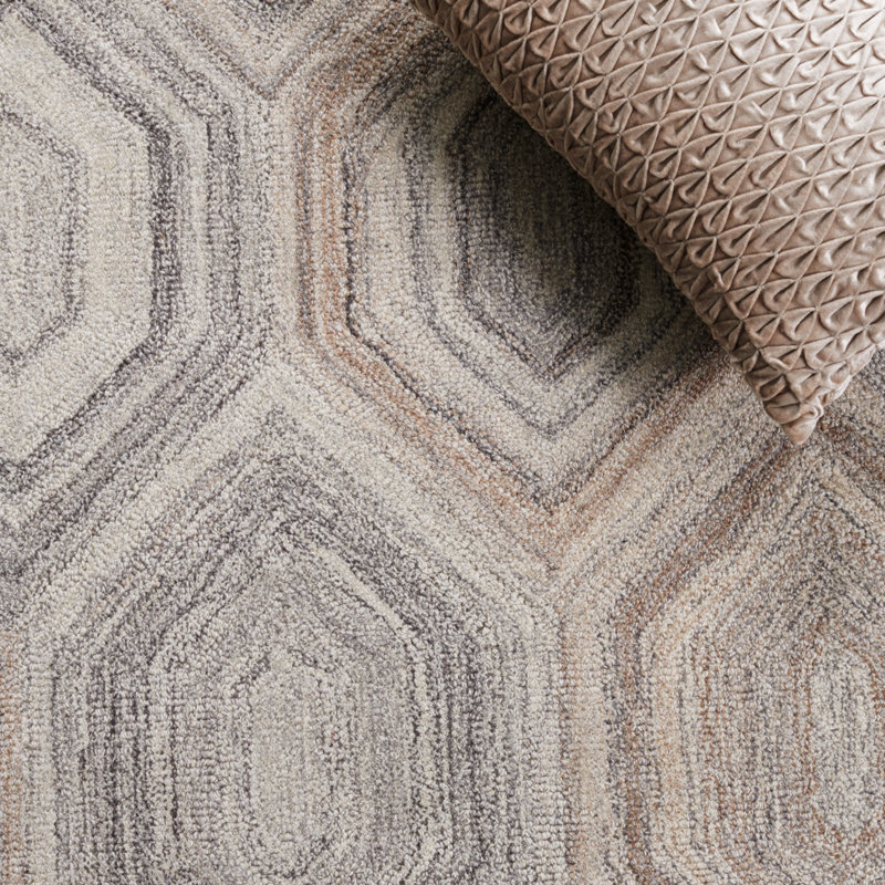 Isbella Hand Tufted Wool Geometric Rug, Rectangle 5' x 8'