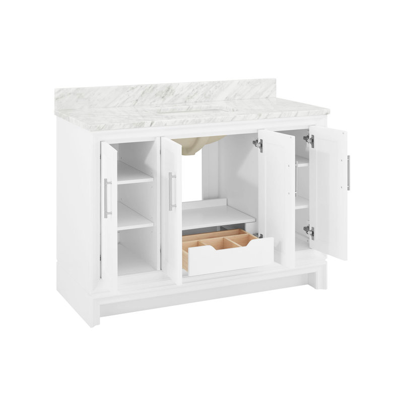 Meuble-lavabo blanc Anaheim, Blanc, 8 po