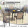 Round 4 - Person Outdoor Dining Set with 4 Stackable Textilene Armrest Chairs